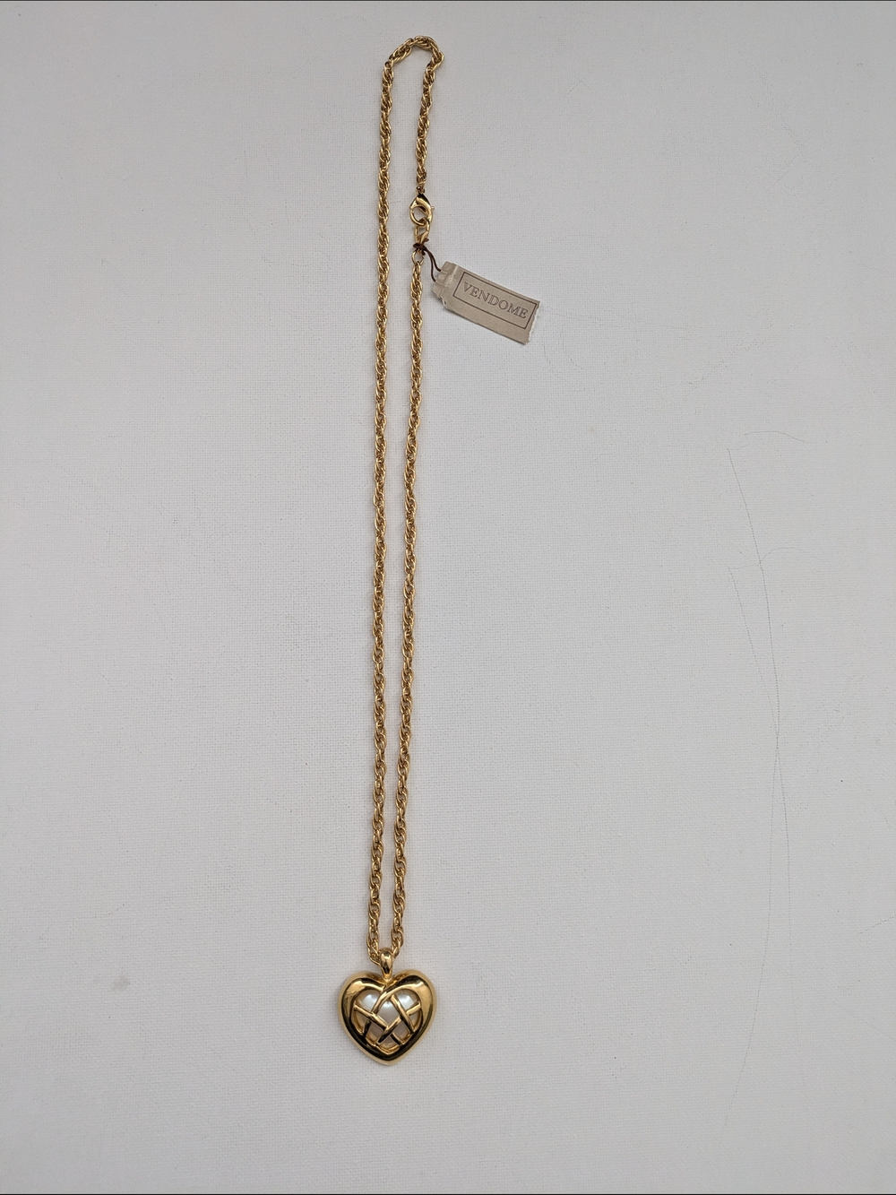 Vintage Vendome Gold Plated  Heart Pendant Necklace
